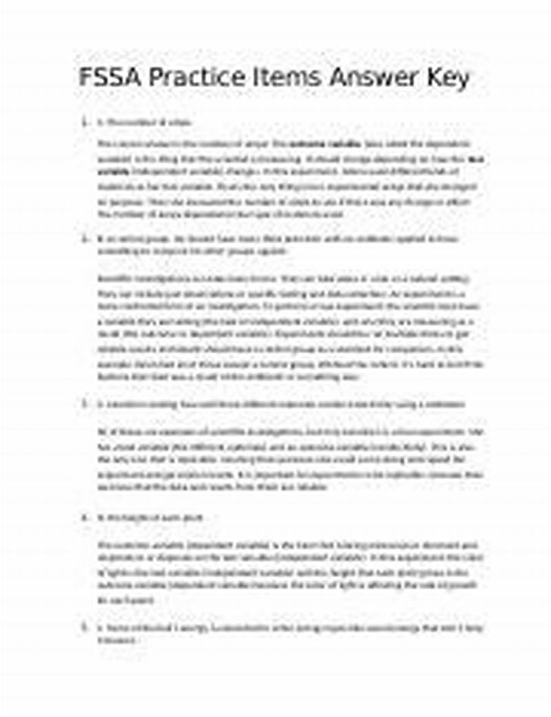 Fssa Practice Test Form A Answer Key