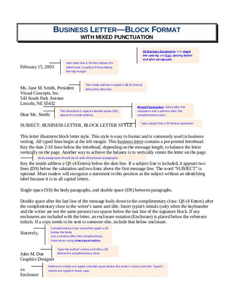 Full Block Style Business Letter Template