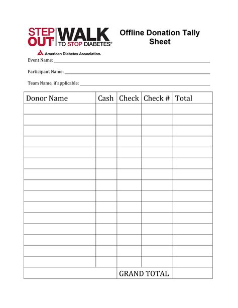 Fundraising Sheet Template