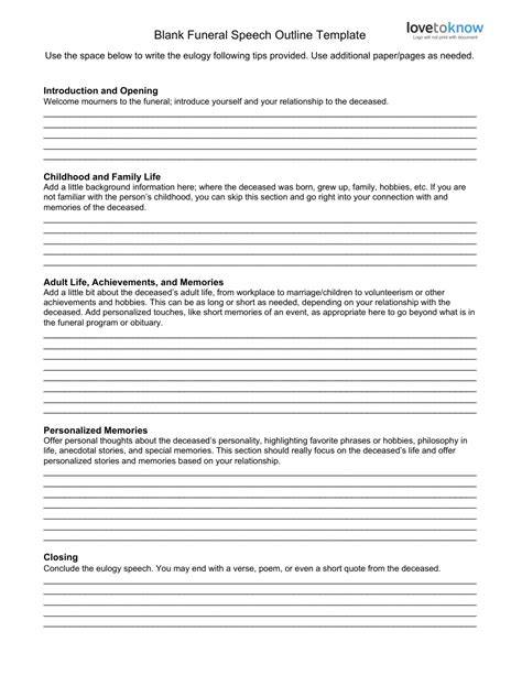 Funeral Speech Template