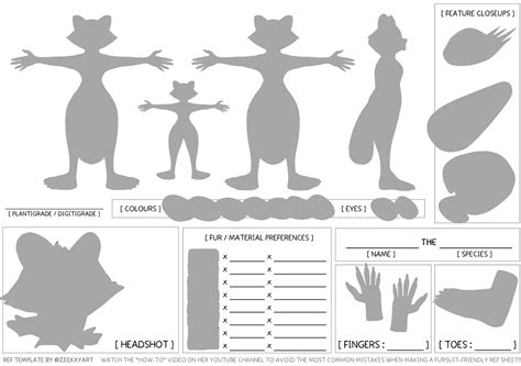 Fursona Ref Sheet Template