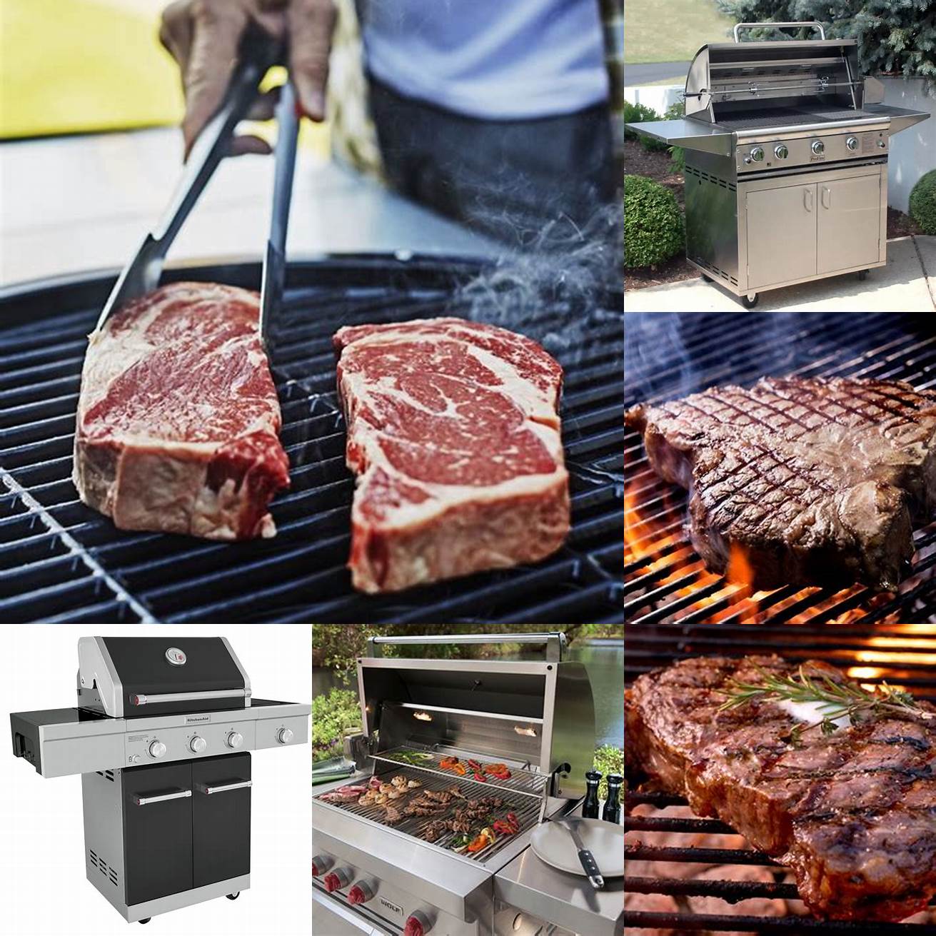 Gas grill with juicy steaks
