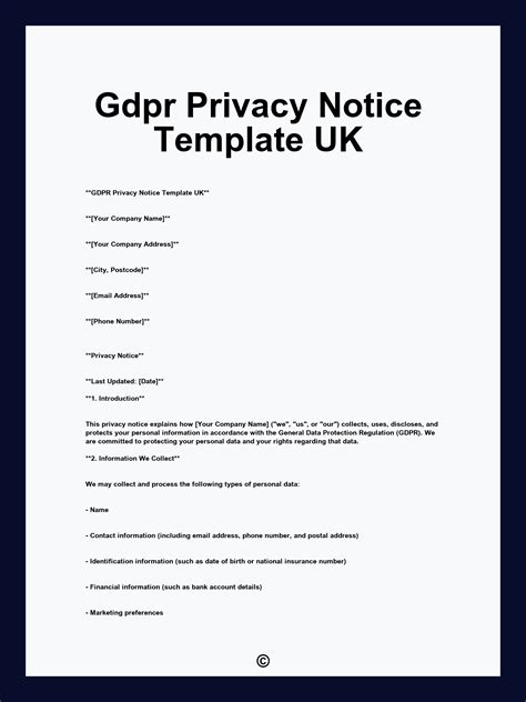 Gdpr Privacy Policy Template Uk