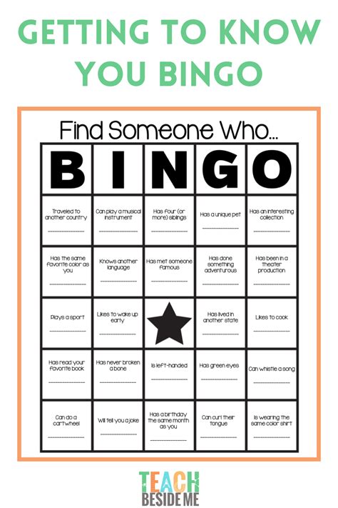 Get To Know You Bingo High School Free Printable
