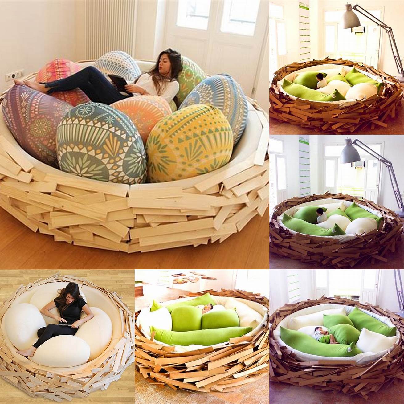 Giant Birds Nest Bed - This oversized bed is shaped like a birds nest and can accommodate multiple people Its perfect for snuggling up and watching movies with friends and family