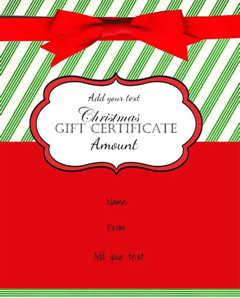 Gift Card Template For Christmas