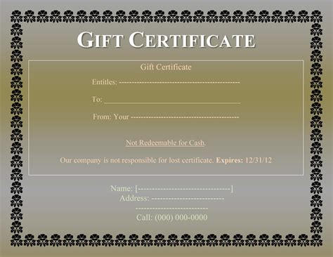 Gift Cert Template Free