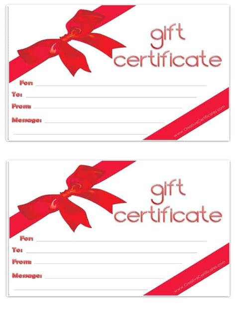 Gift Certificate Template To Print