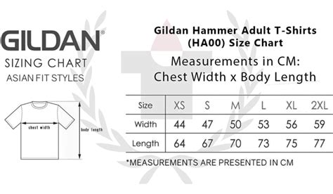 Gildan Hammer Sizing Chart