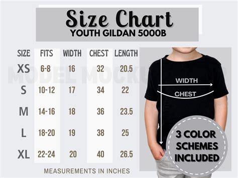 Gildan Sizes Youth Chart