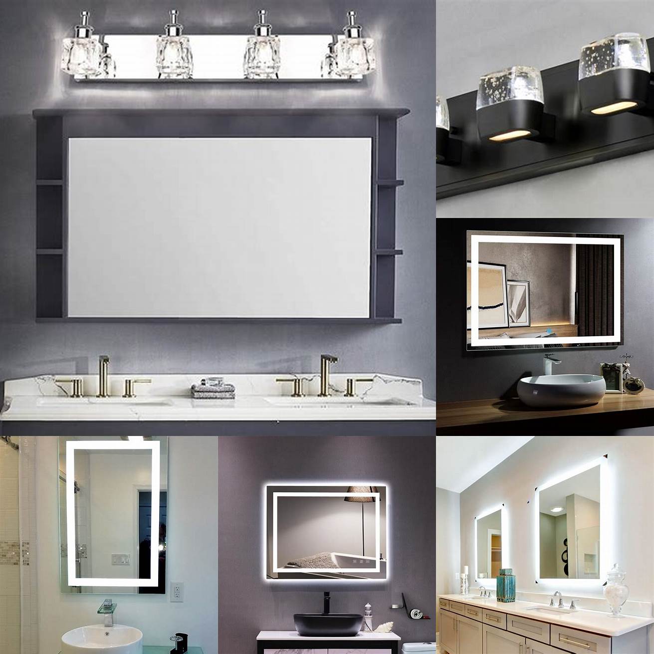 Glass vanity with LED lights