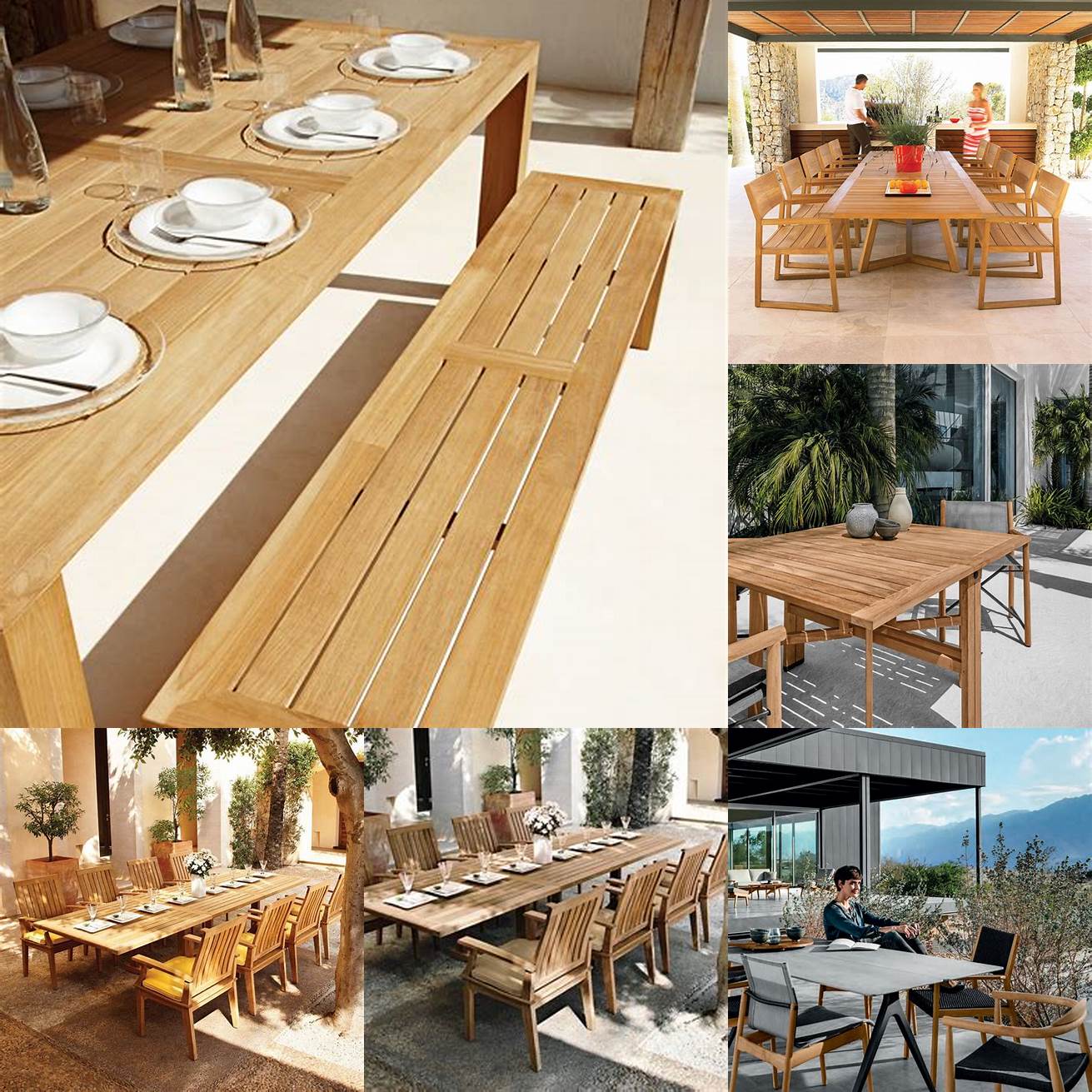 Gloster Outdoor Dining Table with Bench Seating