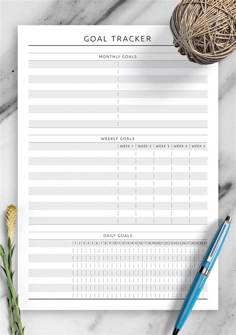 Goal Tracker Template Free