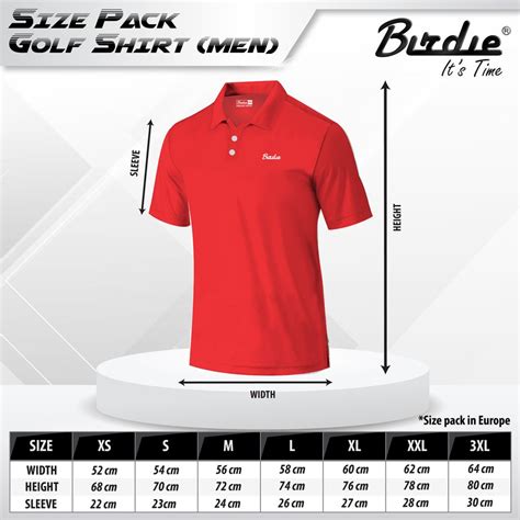 Golf Shirt Size Chart