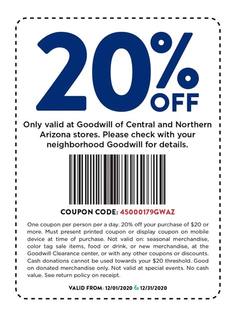 Goodwill Coupon 20 Off Printable