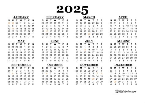 Google Calendar 2025 Printable