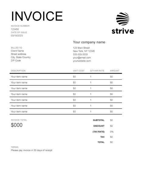 Google Doc Invoice Template