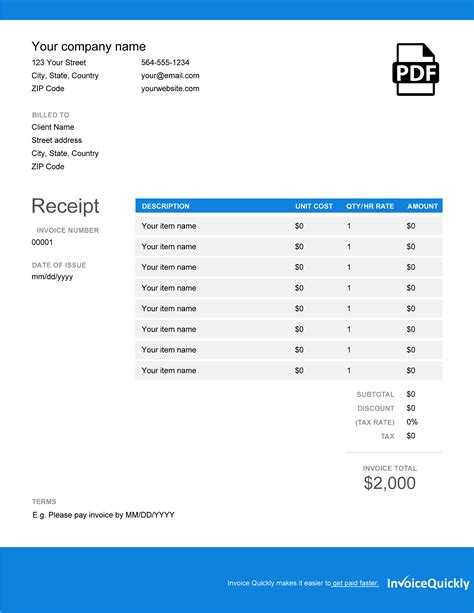 Google Doc Receipt Template