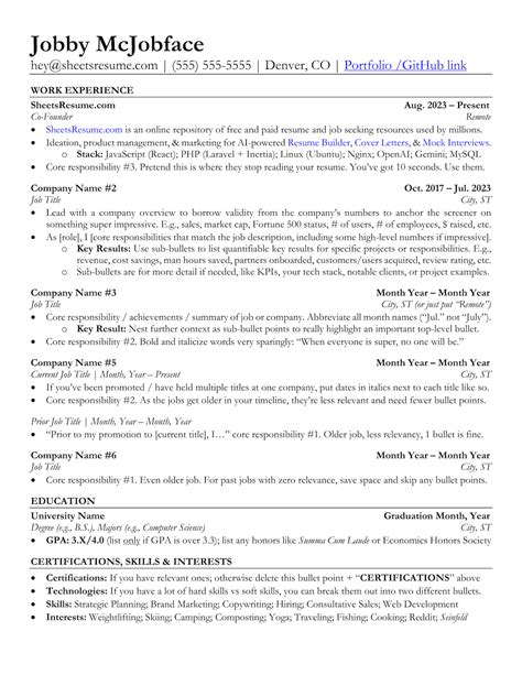 Google Doc Resume Template Reddit