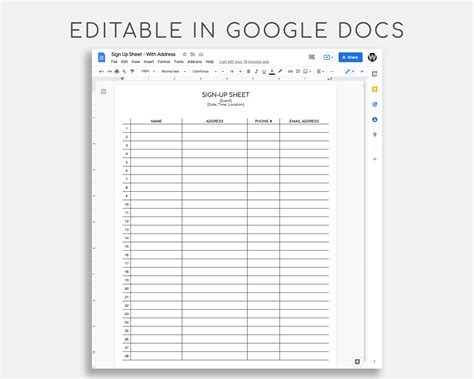 Google Docs Sign In Sheet Template