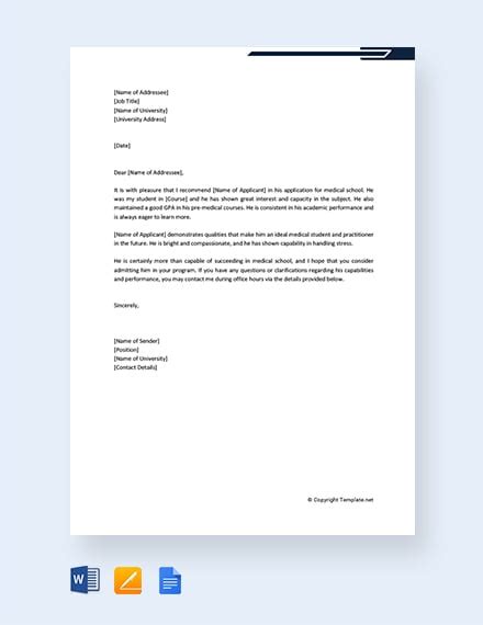 Google Docs letter of recommendation template customization