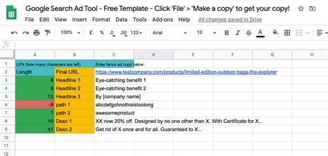 Google Search Ads Template