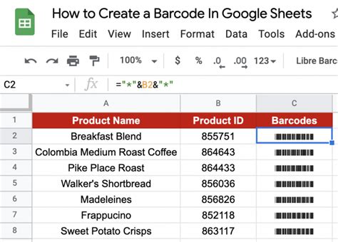 Google Sheets Barcode