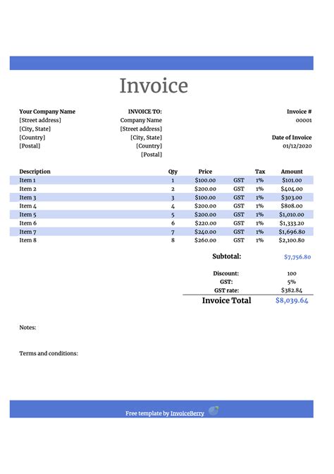 Google Sheets Invoice Templates