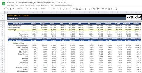 Google Sheets Profit And Loss Template