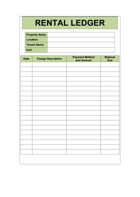 Google Sheets Rent Ledger Template