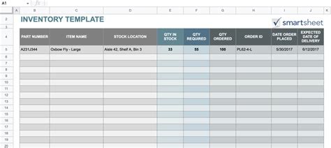 Google Spreadsheet Inventory Template