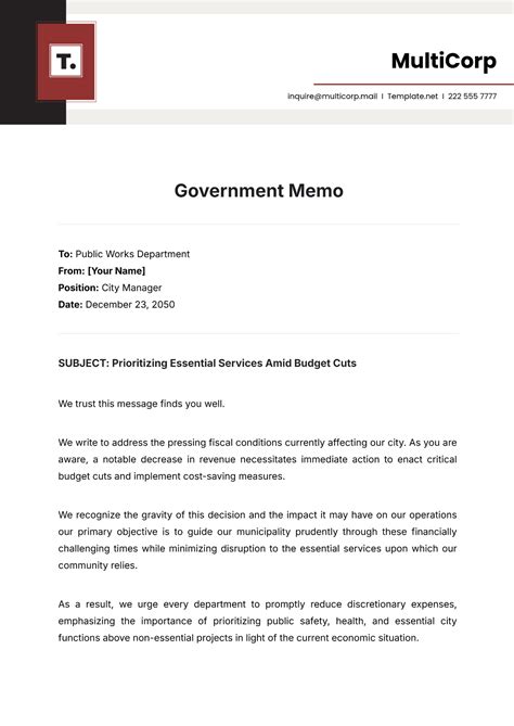 Government Memo Template