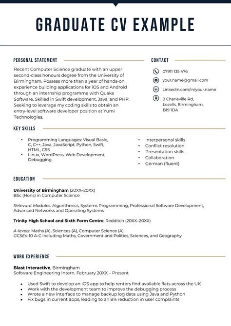 Graduate Student Cv Template