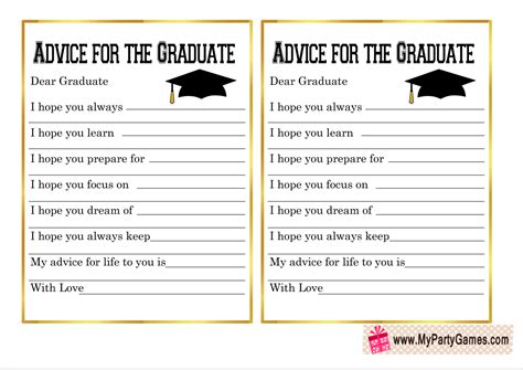 Graduation Advice Cards Free Printable