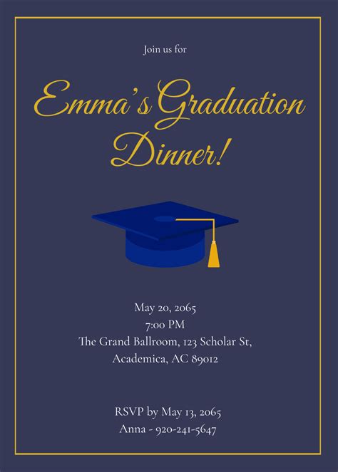 Graduation Dinner Invitation Template