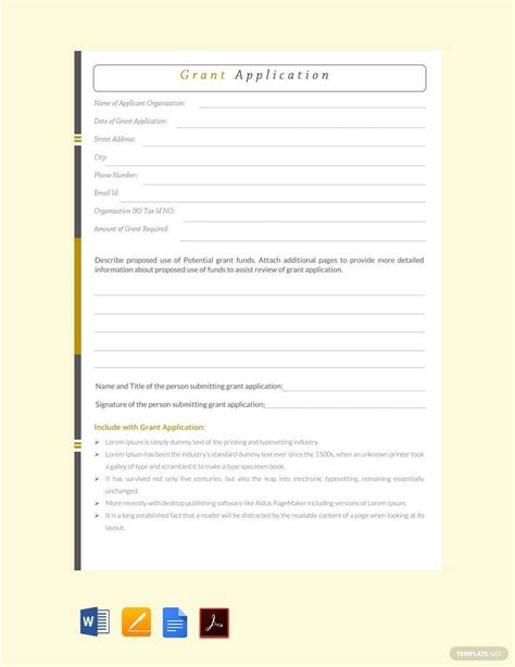 Grant Application Template Word