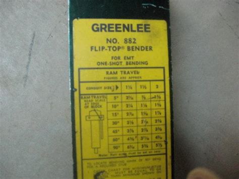 Greenlee 882 Bender Chart