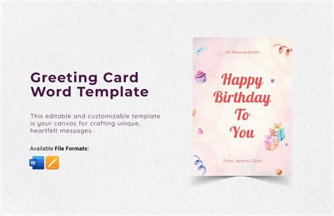 Greeting Card Template Word