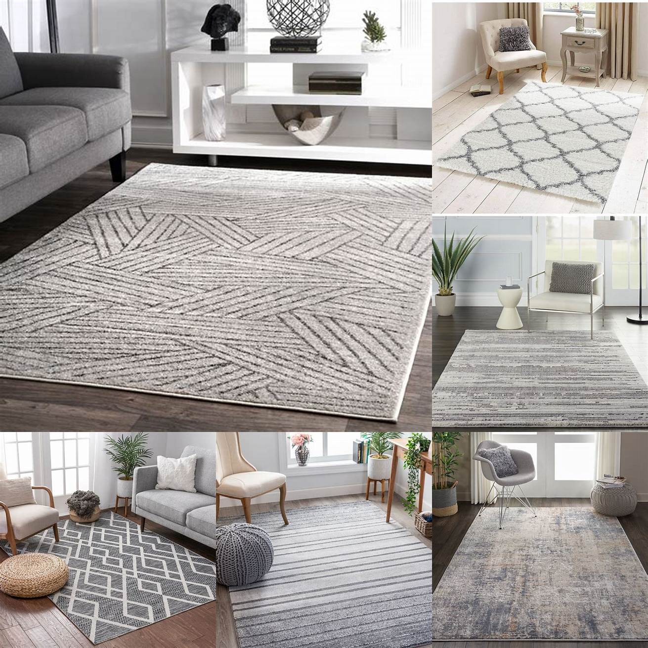 Grey and white patterned rug