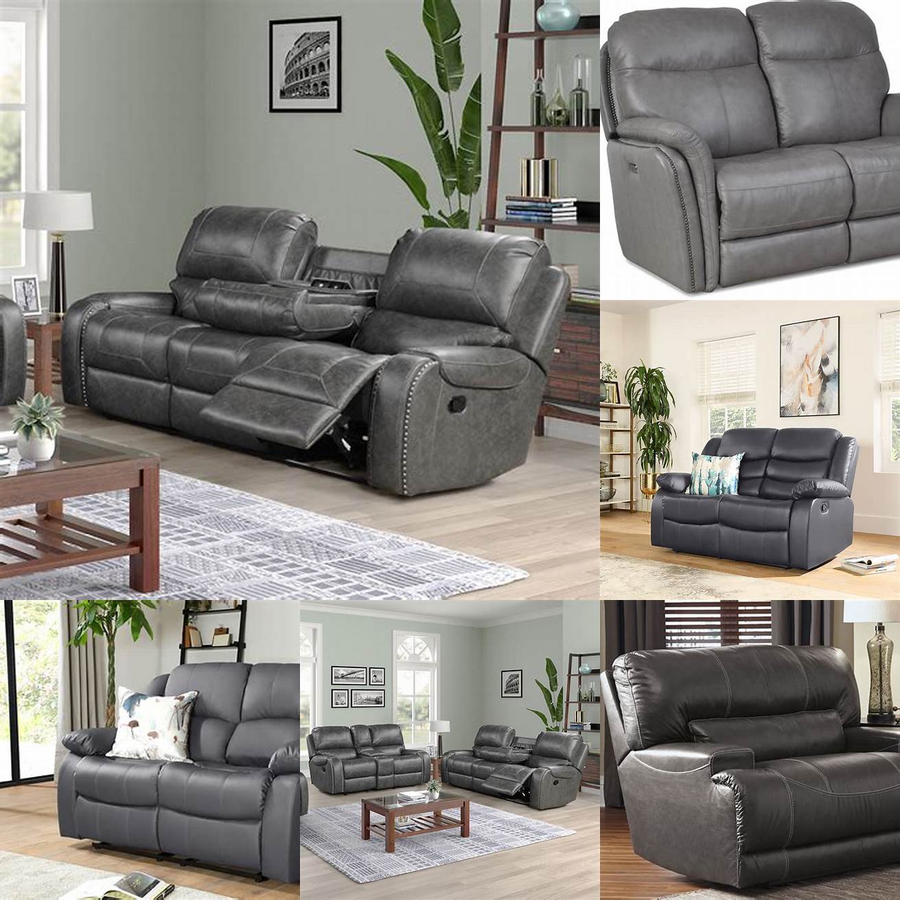 Grey leather recliner sofa