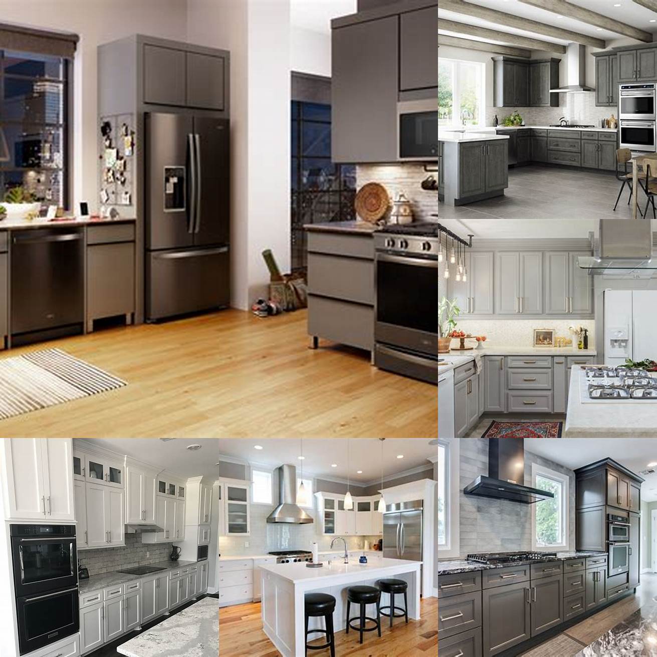 Grey walls with stainless steel appliances