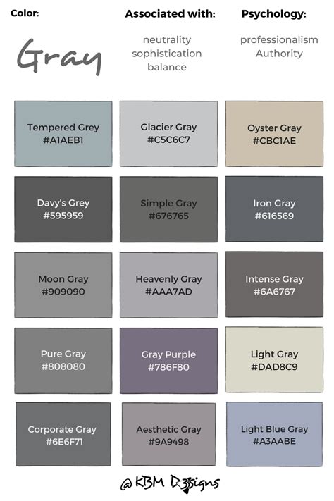 Grey Color Chart