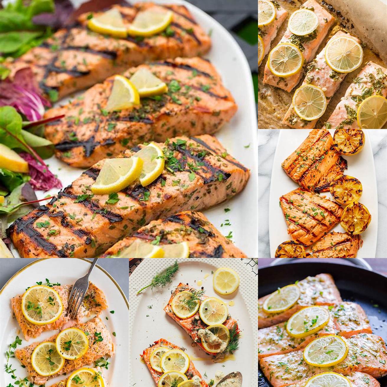 Grilled salmon with lemon and herbs