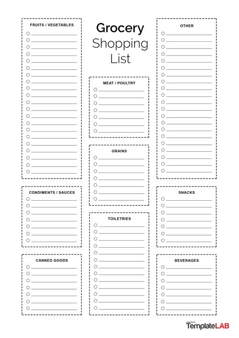 Grocery List Printable Free