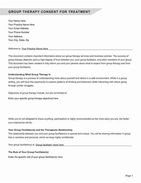 Group Therapy Consent Form Template