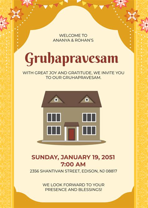 Gruhapravesam Invitation Templates