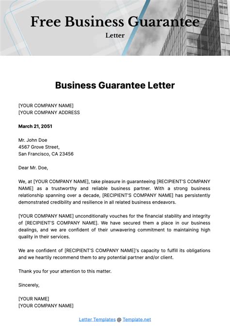 Guarantee Letter Template