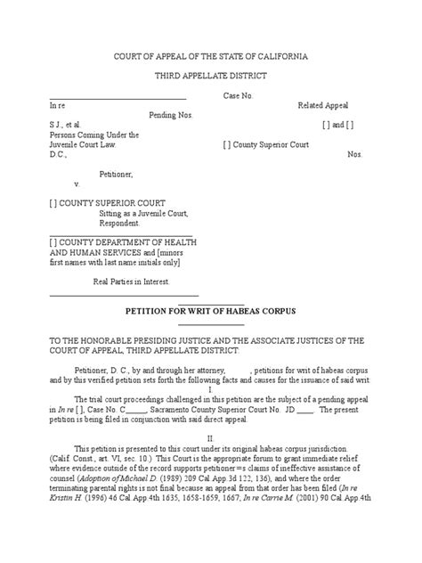 Habeas Corpus Template