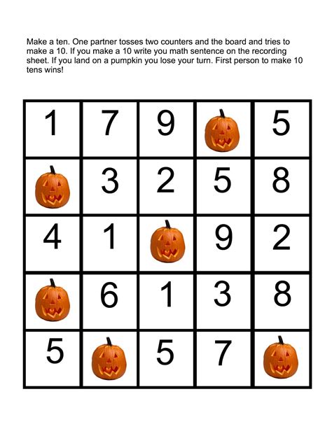 Halloween Math Games Printable