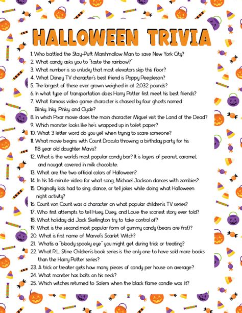Halloween Movie Trivia Questions And Answers Free Printable